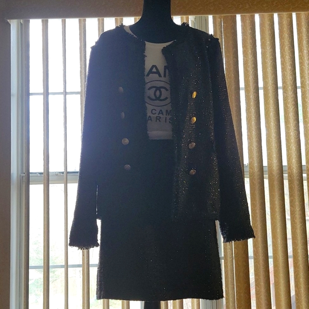 2 piece black skirt suit